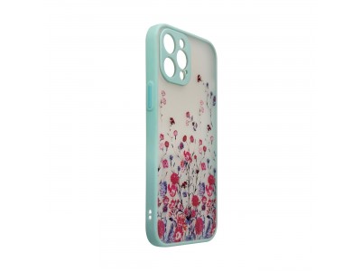 Design Floral Case (modr) - Dizajnov kvetinov kryt (obal) pre iPhone 13 Pro