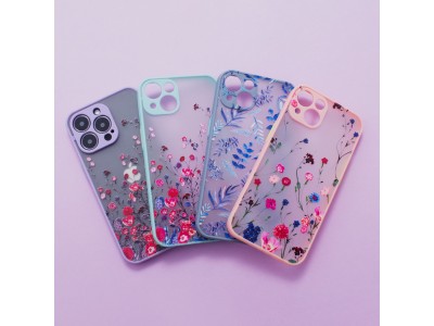 Design Floral Case (modr) - Dizajnov kvetinov kryt (obal) pre iPhone 13 Pro
