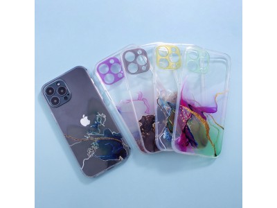 Design Marble Case (modr) - Dizajnov priesvitn mramorov kryt (obal) pre iPhone 13 Pro