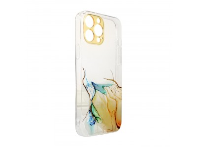 Design Marble Case (oranov) - Dizajnov priesvitn mramorov kryt (obal) pre iPhone 13 Pro