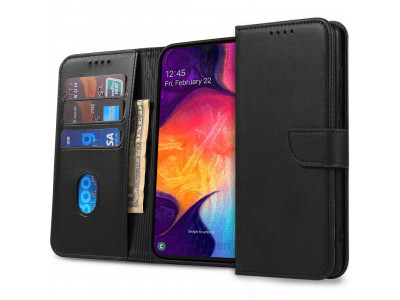 Elegance Stand Wallet II (čierna) - Peňaženkové puzdro pre Samsung Galaxy A70