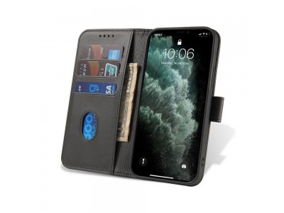 Elegance Stand Wallet II (ierne) - Peaenkov puzdro pre Huawei P40 Lite E