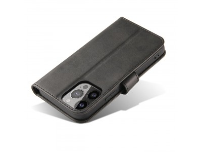 Elegance Stand Wallet II (ierne) - Peaenkov puzdro pre iPhone 14 Pro Max