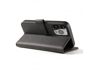 Elegance Stand Wallet II (�ierne) - Pe�a�enkov� puzdro pre iPhone 14 Pro