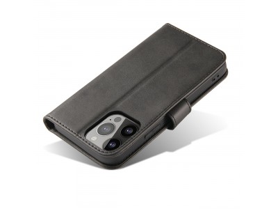 Elegance Stand Wallet II (�ierne) - Pe�a�enkov� puzdro pre iPhone 14 Pro