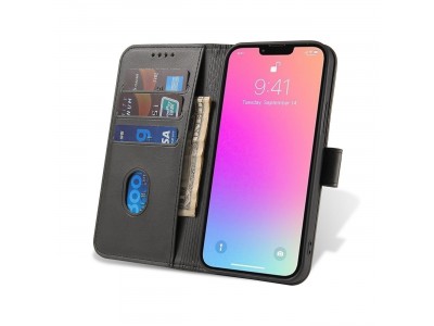 Elegance Stand Wallet II (ierne) - Peaenkov puzdro pre Samsung Galaxy A03