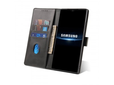 Elegance Stand Wallet II (ierne) - Peaenkov puzdro pre Samsung Galaxy A22 5G
