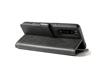Elegance Stand Wallet II (ierne) - Peaenkov puzdro pre Sony Xperia 10 III