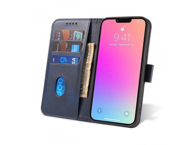 Elegance Stand Wallet II (modr�) - Pe�a�enkov� puzdro pre iPhone 14 Pro