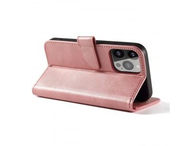 Elegance Stand Wallet II (ru�ov�) - Pe�a�enkov� puzdro pre iPhone 15 Pro Max