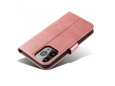 Elegance Stand Wallet II (ru�ov�) - Pe�a�enkov� puzdro pre iPhone 15 Pro Max