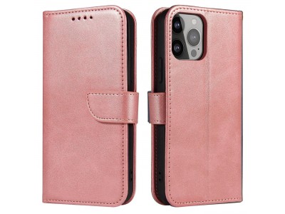 Elegance Stand Wallet II (ružové) - Peňaženkové puzdro pre iPhone 14