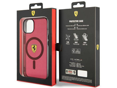 Ferrari Fashion Cover  Luxusn ochrann kryt pre IPHONE 14 Translucent Magsafe (FEHMP14SURKR) red (erven)