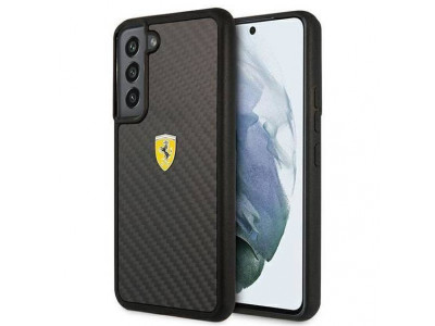Ferrari Fashion Cover  Luxusn ochrann kryt pre SAMSUNG GALAXY S22+ PLUS On Track Real Carbon (FEHCS22MFCAK) black (ierna)