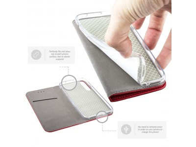 Fiber Folio Stand Red (�erven�) - Flip puzdro na HUAWEI P40 LITE
