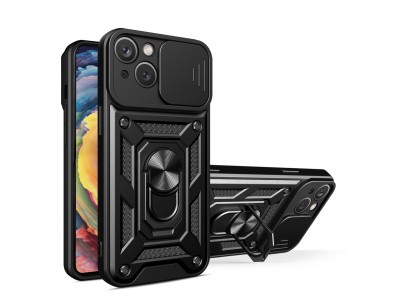 Fusion Ring Camshield II – Ochranný kryt s ochranou kamery pre iPhone 15 Plus (čierna)