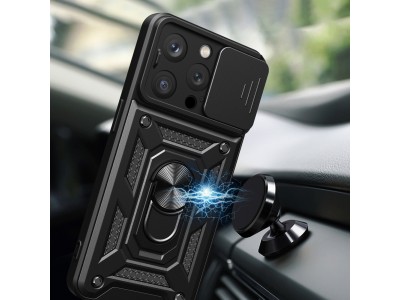 Fusion Ring Camshield II � Ochrann� kryt s ochranou kamery pre iPhone 15 Pro Max (�ierna)