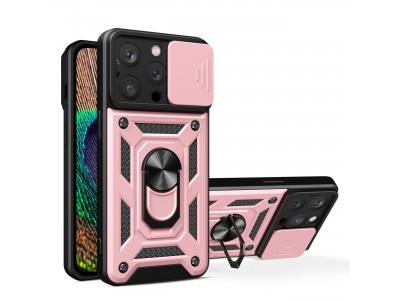 Fusion Ring Camshield II – Ochranný kryt s ochranou kamery pre iPhone 15 Pro (ružová)