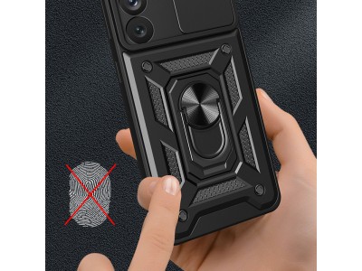 Fusion Ring Camshield II  Ochrann kryt s ochranou kamery pre Samsung Galaxy A14 (ierny)