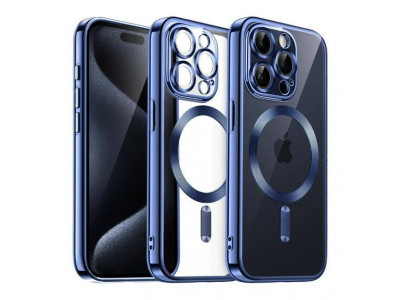 Glitter MagSafe Ultra Clear (modr)  Ochrann kryt (obal) s podporou MagSafe pre Apple iPhone 15 Pro Max