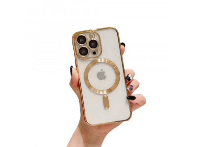 Glitter MagSafe Ultra Clear (zlat�) � Ochrann� kryt (obal) s podporoou MagSafe pre Apple iPhone 14 Pro Max
