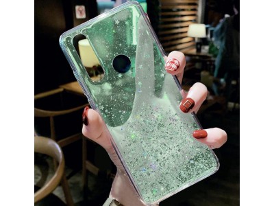 Glue Glitter Case  Ochrann kryt s farebnmi glitrami pre Huawei P40 Lite (zelen)
