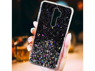 Glue Glitter Case  Ochrann kryt s farebnmi glitrami pre Samsung Galaxy S23+ (ierna)