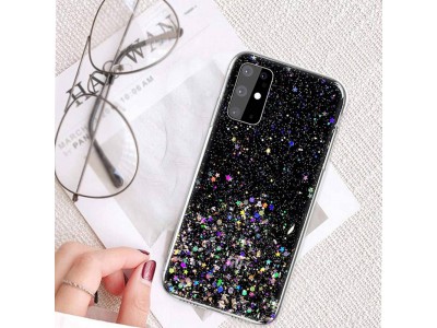 Glue Glitter Case – Ochranný kryt s farebnými glitrami pre Samsung Galaxy S23 (čierna)