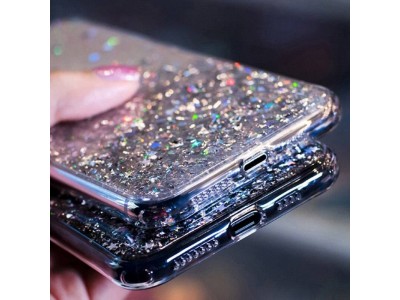 Glue Glitter Case  Ochrann kryt s farebnmi glitrami pre Xiaomi Redmi 10 (ierna)