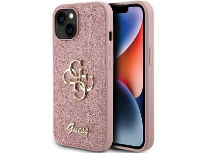 Guess Fashion Cover – Luxusný ochranný kryt pre APPLE IPHONE 15 Glitter Script (GUHCP15SHG4SGP) pink (ružová)