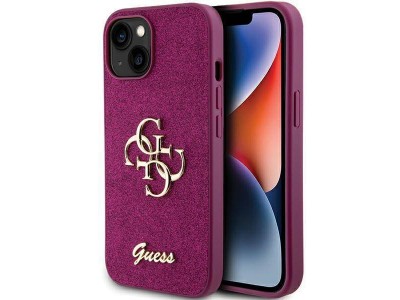 Guess Fashion Cover – Luxusný ochranný kryt pre APPLE IPHONE 15 Glitter Script (Guhcp15shg4sgu) purple (Purple)