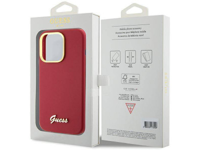 Guess Fashion Cover  Luxusn ochrann kryt pre APPLE IPHONE 15 PRO MAX Script & Frame (GUHCP15XSMBSLM) red (erven)