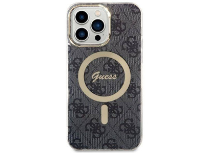 Guess Fashion Cover – Luxusný ochranný kryt pre IPHONE 14 PRO MAX MagSafe (GUHMP14XH4STK) black (čierna)