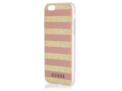 Guess Fashion Cover  Luxusn ochrann kryt pre IPHONE 6 / 6S Ethnic Chic Stripes 3D (GUHCP6STGPI) gold & pink (zlat)