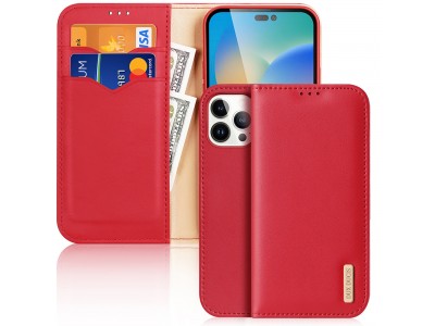 Hivo Leather Case (erven)  Luxusn ochrann puzdro z pravej koe pre iPhone 14 Pro Max