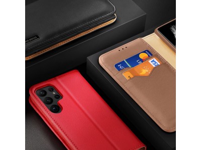 Hivo Leather Case (erven)  Luxusn ochrann puzdro z pravej koe pre Samsung Galaxy S23+