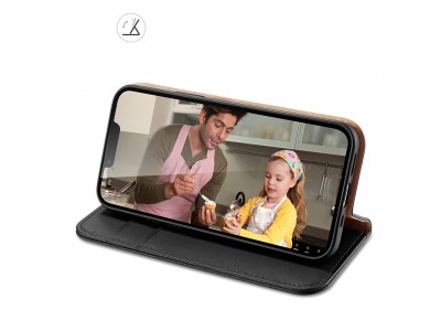 Hivo Leather Case (�ierna) � Luxusn� ochrann� puzdro z pravej ko�e pre iPhone 14 Plus