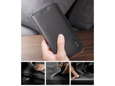 Hivo Leather Case (ern)  Luxusn ochrann pouzdro z prav ke pre iPhone 14 Plus