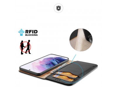 Hivo Leather Case (�ern�) � Luxusn� ochrann� pouzdro z prav� k��e pre Samsung Galaxy S22