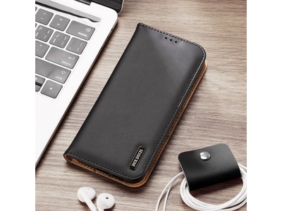 Hivo Leather Case (�ern�) � Luxusn� ochrann� pouzdro z prav� k��e pre Samsung Galaxy S22