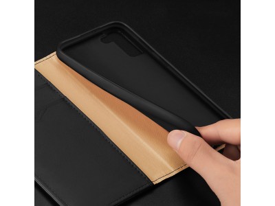 Hivo Leather Case (�ern�) � Luxusn� ochrann� pouzdro z prav� k��e pre Samsung Galaxy S22