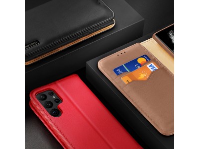 Hivo Leather Case (hned)  Luxusn ochrann puzdro z pravej koe pre Samsung Galaxy S23 Ultra