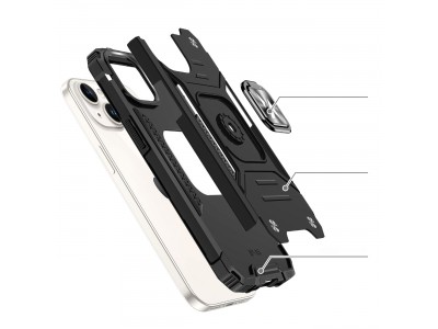 Hybrid Ring Defender (�ierna) - Odoln� kryt (obal) na iPhone 15 Plus