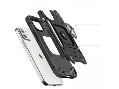 Hybrid Ring Defender (ierny) - Odoln kryt (obal) na iPhone 14 Plus