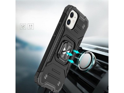 Hybrid Ring Defender (ierny) - Odoln kryt (obal) na iPhone 14 Plus