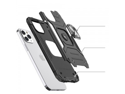 Hybrid Ring Defender (strieborn) - Odoln kryt (obal) na iPhone 14 Pro Max