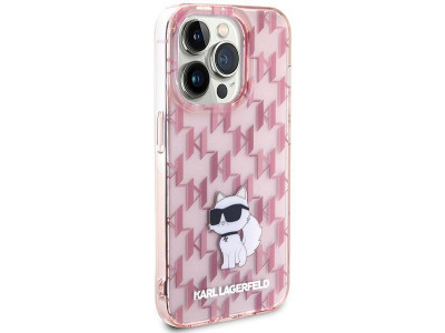 Karl Lagerfeld Hard Case - Luxusný ochranný kryt (obal) pre APPLE IPHONE 15 PRO MAX Monogram Choupette (KLHCP15XHNCMKLP) pink (ružová)