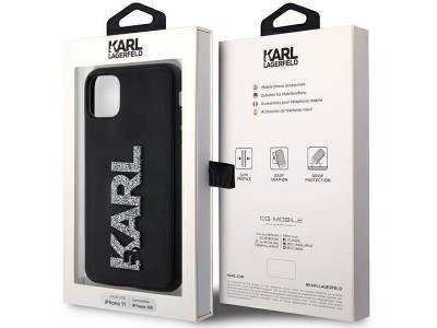 Karl Lagerfeld Hard Case - Luxusn ochrann kryt (obal) pre IPHONE 11/XR 3D Rubber Glitter Logo (KLHCN613DMBKCK) black (ierna) **AKCIA!!
