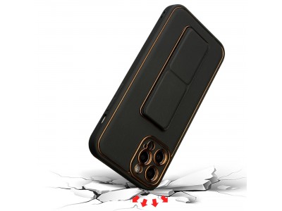 Kickstand TPU Case (�ierna) � Ochrann� kryt (obal) so stojan�ekom pre iPhone 12