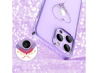 Kingxbar Wish Series (fialov�) - Luxusn� ochrann� obal s kry�t�lmi na iPhone 14 Pro